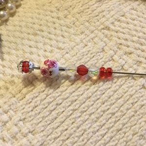 💥Vintage Style Hat Pin Red Glass Crystals 6” 💥
